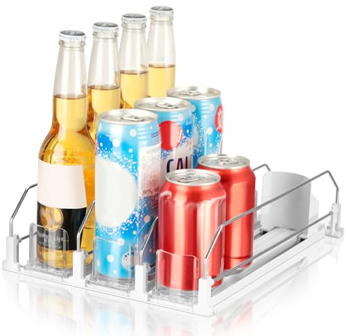 VINATO Organizador Nevera 3 Filas, Dispensador de Latas para Frigorifico, Organizador Latas Nevera Automático con Sistema de Avance, Ajustable para Neveras y Congeladores