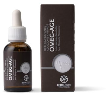 Herbal Touch Omeg-Age 30 ml Olio viso anti-age con Acido Ialuronico liposolubile e Omega 3-6-9, rigenerante e rimpolpante per pelli secche e sciupate