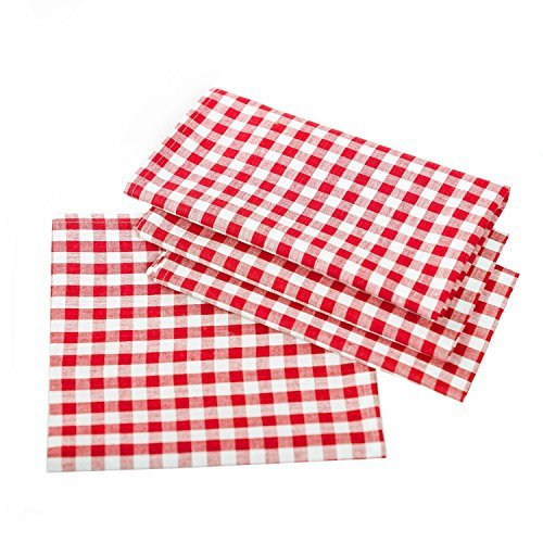 texpot Landhaus Tischdecke 130 x 170 cm kariert 100% Baumwolle rot-weiß kariert