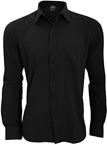 Henbury Mens Wicking Anti-bacterial Long Sleeve Work Shirt (L) (Black)