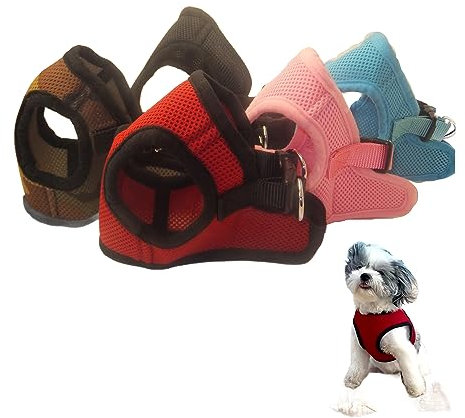 Snazzi Pet Hundegeschirr, weiches Netzgewebe, bequem, Größe XS, kleine Hunde, 0,9–7,3 kg, Teetasse, Mini-Spielzeug, Welpen, Rot, Größe S 31,8–34,3 cm, 2,3–2,9 kg