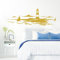 Grandora Skyline Küstenlandschaft Leuchtturm I Gold 167 x 58 cm I Bad Wohnzimmer Schlafzimmer Aufkleber Wandaufkleber Wandsticker Modern W974