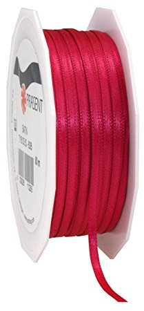 Präsent C.E. Pattberg Satin Magenta, 50 m Satinband zum Einpacken von Geschenken, 3 mm Breite, Geschenkband zum Dekorieren & Basteln, Dekoband, Anlass