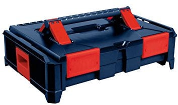 hünersdorff BoxOnBox S Werkzeugkoffer: stabile Werkzeugbox (ASB), Volumen: 9 L, Farbe: Dunkelblau/Rot