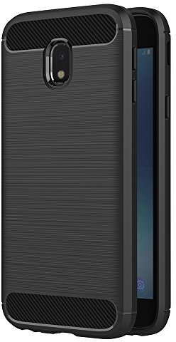 AICEK Samsung Galaxy J3 2017 Hülle, Schwarz Silikon Handyhülle für Samsung J3 2017 Schutzhülle Karbon Optik Soft Case (5 Zoll SM-J330F)