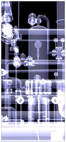 Türtapete Türposter Transparente Maschine unter Röntgen mit Zahnrädern und Rohren - Größe 93 x 205 cm - Türaufkleber mit Kleister