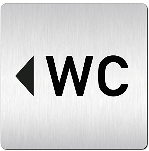 Türschilder24 XXL Schild - Türschild (B) • 125 x 125 mm • WC Pfeil Links • 1,5 mm Aluminium Vollmaterial • 100% Made in Germany