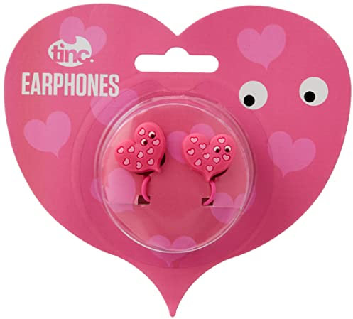 Tinc EARMA1PK Mallo Heart In-Ear Earphones for Kids | Cute Character Design | 1.5m Cable Length and 3.5mm Jack | Includes Small and Large Earbuds for Perfect Fit & Comfort | For Home and Travel - Pink