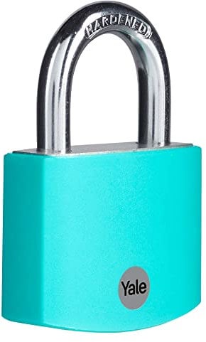 Yale - YE3B/50/126/1/TE Standard Sicherheit 50 mm Aluminium Vorhängeschloss mit langem Bügel - Türkis - langer Bügel aus gehärtetem Stahl - 3 Schlüssel