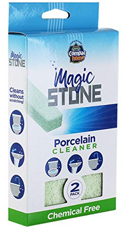Compac Home Magic Stone Porcelain Cleaning Stick Toilet Bowl Cleaner, Easily Scrubs/Removes Stubborn Lime Stains, 2pk