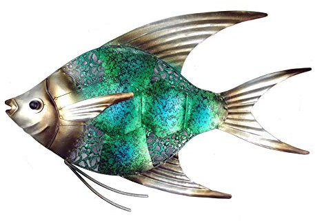 JOYBee Wanddekoration, 31,8 cm, Küste, Ozean, Meer, Metallfisch, Wanddekoration, Weihnachtsdekoration, perfekt für Küste, nautisch, Strand oder Boot, Metall-Wanddekoration für Garten, Zuhause,