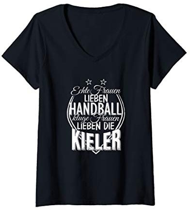 Damen Echte Frauen lieben Handball kluge Frauen Kieler T-Shirt mit V-Ausschnitt