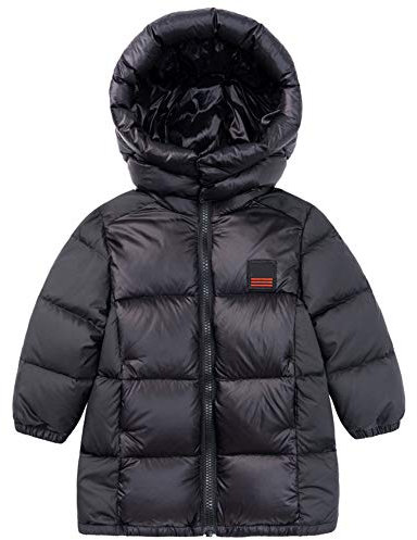 Daunenjacke Für Kinder Mit Kapuze Gesteppt Jahreszeiten Gepolstert Wasserfest Unisex Kinderjacke Duck Dich Winddicht Isoliert Winter Mantel Zum Jungen Mädchen Ski Camping Rot Schwarz (1-8 Jahre)