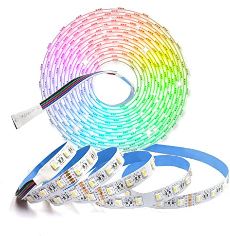 Arotelicht 5M LED Streifen RGBW 24V LED Strip warmweiß 3000K LED Band 300LEDs Selbstklebend 5050 LED Lichtband Leuchtband IP20 Innenbeleuchtung für Küche, Schrank, Party, Zimmer Deko