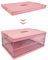 SIC Boîte de Rangement Pliable Transparente,Caisses de Rangement en Plastique，Organisateur Coffre de Voiture,Armoires,Maison,Garde-Manger,Bureau, (42 x 28 x 21 cm, rose)
