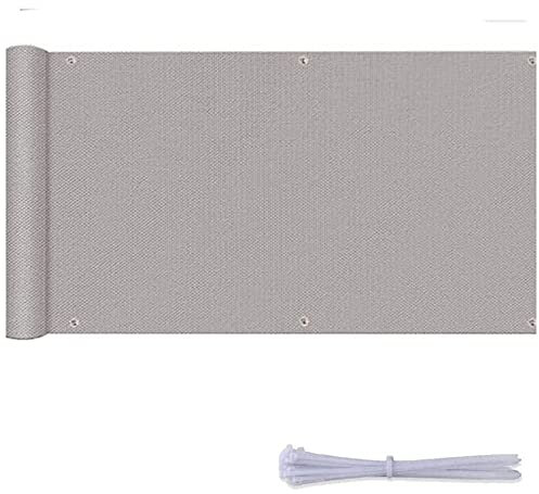 Dalovy Side Awning Balcony Cladding 0.75 x 8 m Wind and UV Protection Wind Protection Balcony Cladding with Eyelets, Mounting Accessories for Balcony Railings, Light Grey
