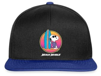 Spreadshirt Peanuts Snoopy Cool Surfen Snapback Cap, One Size, Schwarz/Königsblau