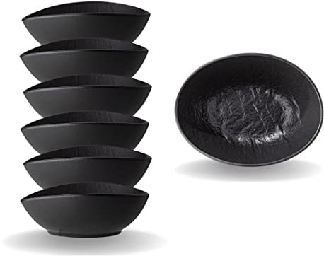 Wilmax - Ciotola - 6 pezzi - Porcellana - Nero - Per una varietà di piatti - Adatto al forno - Lavabile in lavastoviglie - Finto pietra naturale - Resistente - Smaltato a mano - Ideale in set