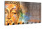 DEQORI Wandgarderobe Glas & Metall | Motiv Meditierender Buddha | 60x30 cm | Design Haken-Leiste modern | Garderoben-Paneel für Flur, Wohnzimmer & Schlafzimmer | magnetisch & beschreibbar