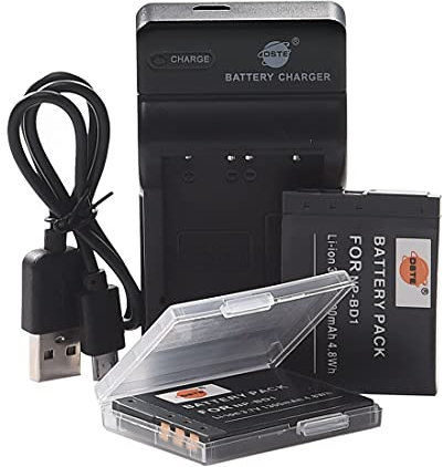 DSTE NP-BD1 Li-ion Battery (2-Pack) and Micro USB Charger Compatible for Sony DSC-G3 DSC-T2 DSC-T70 DSC-T75 DSC-T77 DSC-T90 DSC-T200 DSC-T300 DSC-T500 DSC-T700 DSC-T900 DSC-TX1 Camera as NP-FD1