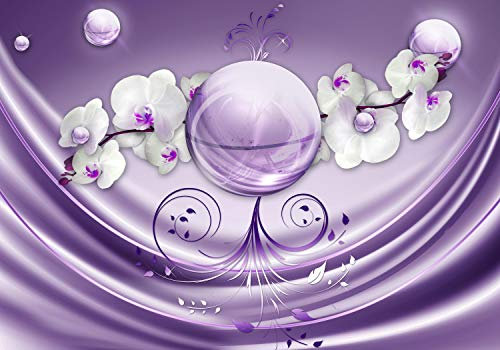 wandmotiv24 Fototapete Orchidee lila Kugel, 300 x 210 cm - selbstklebende Vliestapete 150g, Wanddeko, Wandbild, Wandtapete, Ornamente, Blumen, 3D M3734
