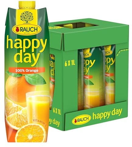 Rauch Happy Day Orange | fruchtiger Geschmack |mit Vitamin C und Calcium | für den perfekten Start in den Tag | 6x 1l Tetra Prisma