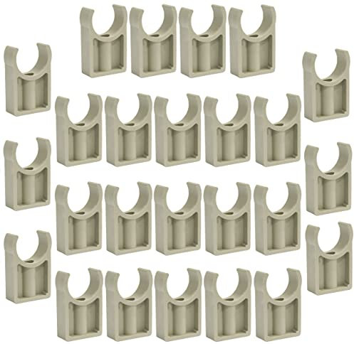 AERZETIX - C66831 - Set di 25 morsetti/clip di fissaggio semplice Ø32mm - PPR/polipropilene/ - supporto a parete/pavimento per tubo acqua Ø32mm - impianto idraulico riscaldamento sanitario montaggio