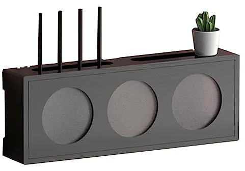 Aufbewahrungsbox for WLAN-Router aus Holz, wandmontiertes Organizer-Rack mit mattierter Acryltür for TV-Schrank, Medienkonsole, DVD, Set-Top-Box, Telefon, Fernbedienung, Wanddekoration, Schwarz ( Colo