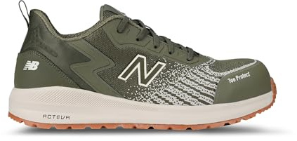 New Balance Composite Toe Safety Shoe for Men Speedware - Slip Resistant, Puncture Resistant, Electrical Hazard, Olive/White, 12 Medium
