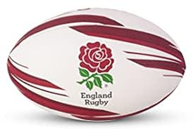 England Rugby Official England RFU Size 5 Rugby Ball,White/Red + Hy-Pro Fast Dual Action Portable Pump