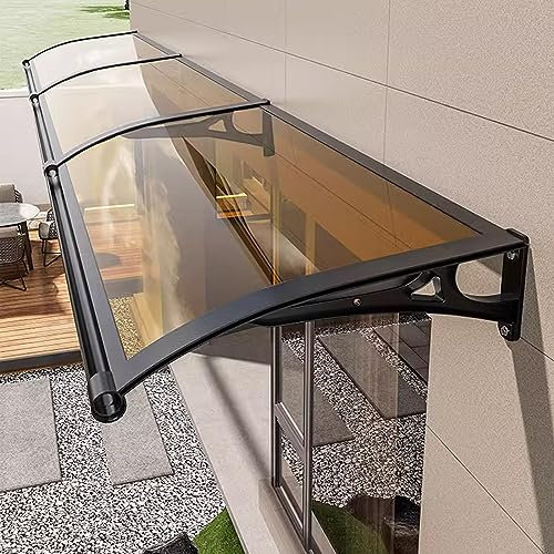 Vordach Haustür Überdachung Modernes Design Türvordach,Haustürvordach Pultvordach aus Aluminium und Polycarbonat,UV-Schutz,Regenschutz Türdach Pultbogenvordach für Balkon Haus (60x260cm/24 x102)