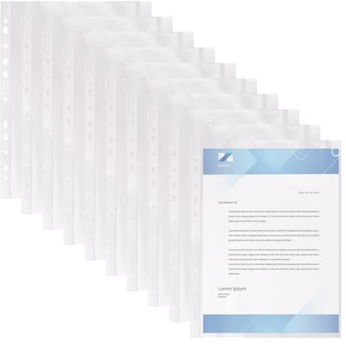 50 Stück Dokumententaschen A4 Format, PP Klarsichthüllen, Dokumentenmappen Transparente, Extra Stark 80µ Prospekthüllen, Klarsichtfolien mit 11-Loch-Öffnung zum Schutz und Dokumente