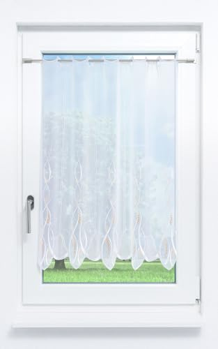 Plauener Spitze Scheibengardine Melanie #1W (Bx H) 145,8cm * 120cm pastellorange/Orange