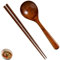 2 Pièces Set De Cuillères Et De Baguettes, Baguettes Japonaises En Bois, Cuillère à Soupe Asiatique, Cuillère à Ramen Japonaise, Ustensiles De Cuisine, Cuillère pour Sauce Congee (20cm)