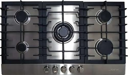 Kaiser KG 9356 Turbo Plaque de cuisson à gaz 86 cm en acier inoxydable autonome – Cuisinière à gaz encastrable avec 5 brûleurs de qualité supérieure, brûleur WOK 3,8 kW – Pour gaz naturel et propane