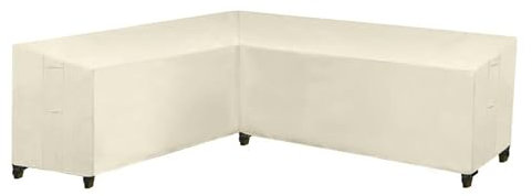 XHDZSW Gartenmöbel Abdeckung, L-Form Lounge Abdeckung Wasserdicht Rattan Sofa Abdeckung, Für Gartenmöbel Sitzgruppe Ecksofa Eck-Loungegruppe Abdeckplane (270x200x82cm,Beige)