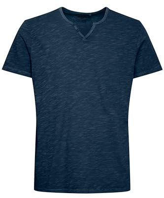 Blend BHAshton Herren T-Shirt Shirt mit V-Ausschnitt Knöpfen 100% Baumwolle Regular fit, Größe:3XL, Farbe:Dress Blues (194024)