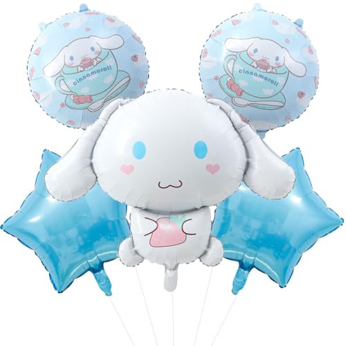 5pcs Cinnamorol Cartoon Aluminium Folienballons,Kurom Luftballons Set,Geburtstag Deko,Kindergeburtstag Ballon Dekoration,Geburtstag Deko Für Kinder Geburtstagsparty
