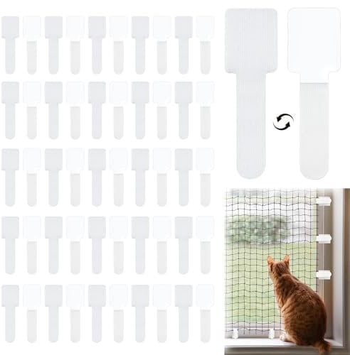 GMMG Katzennetz Klebehaken, 50 Stück Katzennetz Befestigung, Haken für Katzennetz Balkon(Ohne Katze Netz)