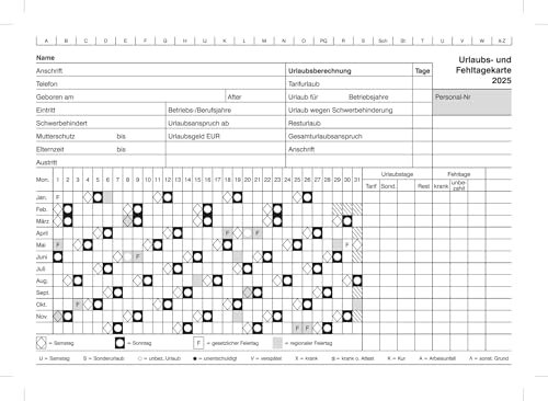 2025 Urlaubsantrag und Fehltagekarte