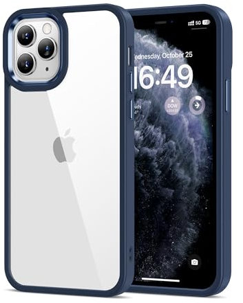 HOOMIL Crystal Clear Hülle für iPhone 11 Pro Max, [Anti Gelb] [Militärisch Stoßfest] Transparent Rückseite Schutzhülle - Marineblau