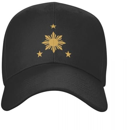 CIZIEOE Baseball Kappe Baseball Cap Personalisierte Baseballkappe mit 3 Sternen und Einer Sonne, Philippinen-Flagge, für Damen und Herren, verstellbar, Papa-Mütze, Outdoor-Snapback-Caps