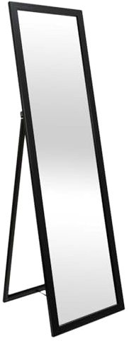 HOME DECO FACTORY, HD4252, Miroir sur Pied Noir Design Élégant et Pratique, Idéal pour Salon ou Chambre, Matériaux Durables, Parfait pour Votre Décoration Intérieure 124 cm, Plastique-PS, 122 cm