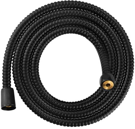 Aopoy Schwarz Brauseschlauch 1.5Miter, Flexibler Edelstahl Duschschlauch, Handbrauseschlauch Verdrehschutz Auslaufsicherer, G1/2 Zoll Schnittstelle, Duschschlauch