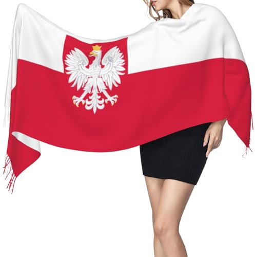 Polen-Emblem Fashion Damen Winter Schal Klassisches Schals & Tücher Für Damen Warm Schal Mit Quasten