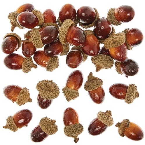 Baker Ross FN307 Artificial Acorns For Crafts - Pack of 30, Autumn Craft Essentials, Autumn Wreath Making Supplies