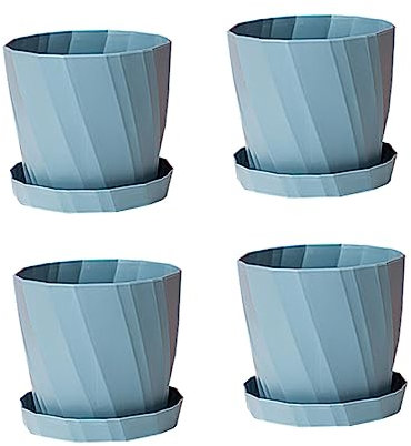 ANDRESLAD 4pièces Pots De Fleurs Succulentes Plastique avec Plateau Amovible Jardinage Intérieur Et Extérieur Décoration De Bureau Et Salle De Bain Lacustre pour Petites Plantes Et