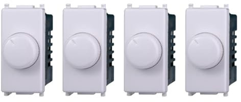IXTRIMA Dimmer regolatore a manopola compatibile plana per carichi resistivi 100W-1000W colore bianco EV1301 kit 4pz