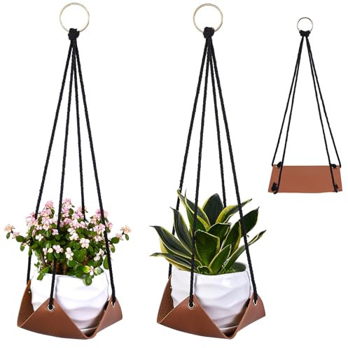 Unicorn Castle Macrame Plant Hanger 2 Pack Hanging Planters Holder Wall Hanging Flower Pot Holder for Indoor Outdoor Balcony Decoration