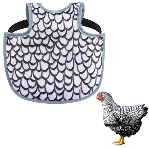 Hühner-Sättel für Hühner, Hühnerschürze, Rückenprotektor für Hühner mit verstellbarem Riemen, Hühnerpaarungssattel, Weiss/opulenter Garten, Large